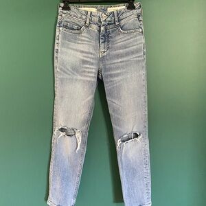 Pilcro and the Letterpress Anthropologie Light Blue Distressed Slim Jeans